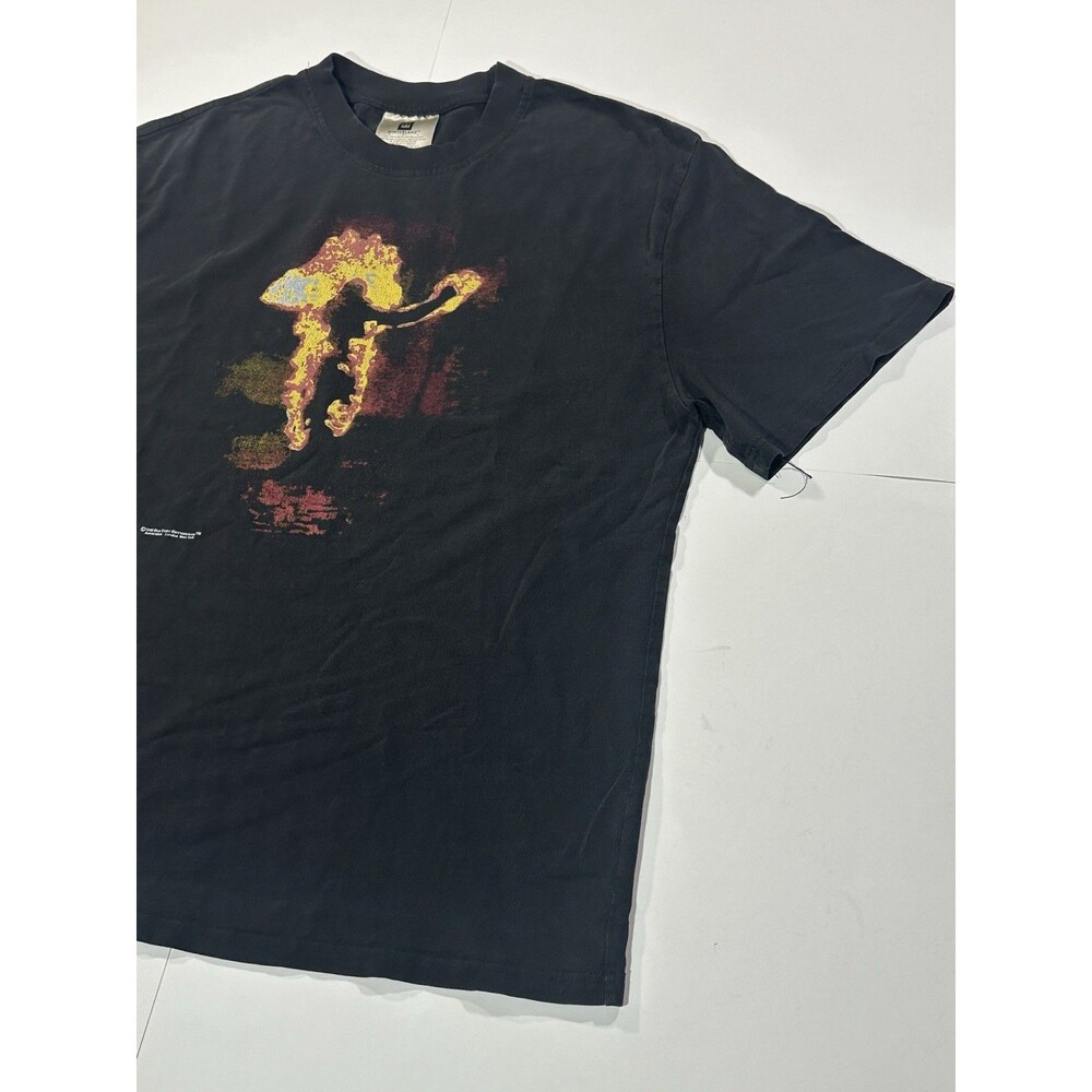 Vintage 90s Rammstein Burning Man T-Shirt Medium Blue Grape Black Band Fire RARE - Picture 6 of 12